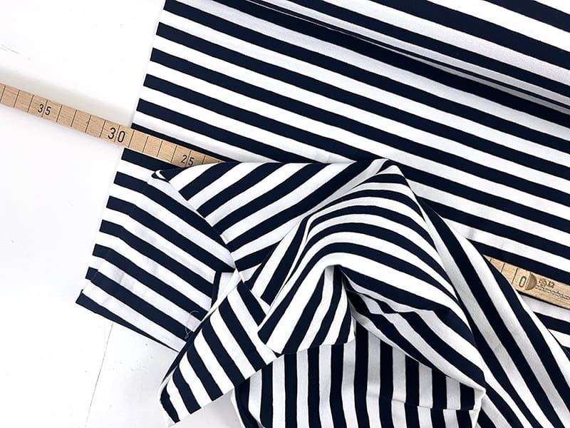 Cotton Jersey Yarn Dyed Streifen, Navy Weiß